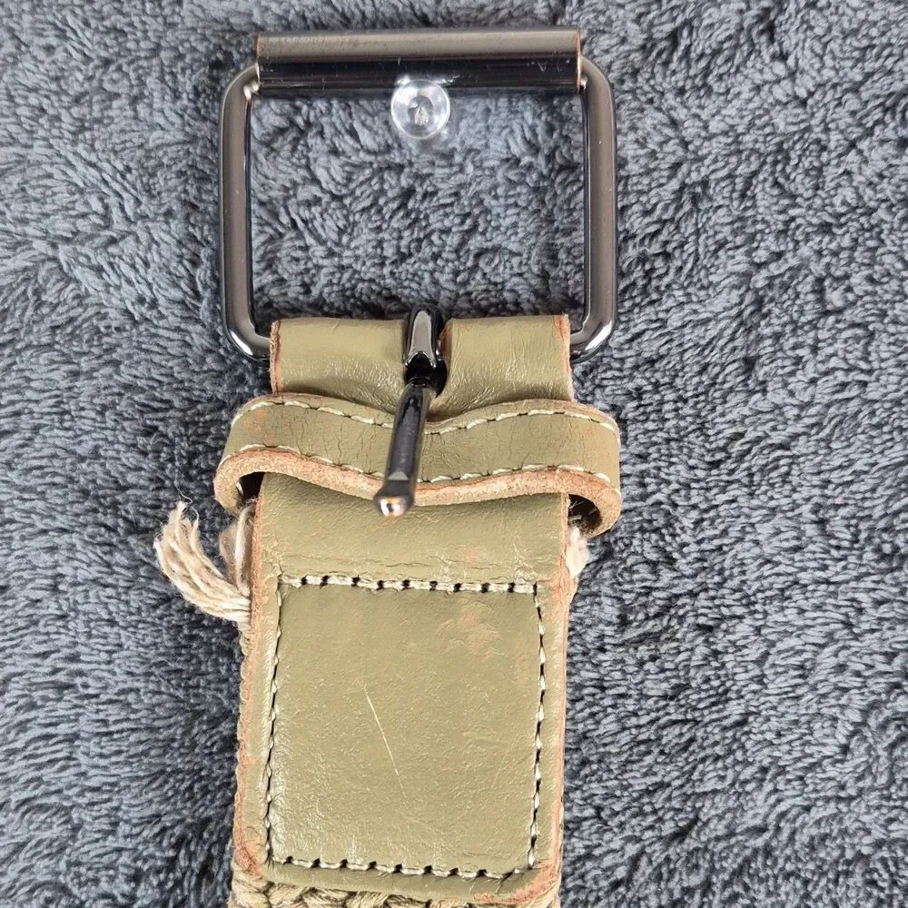 Urban Outfitters Men's Braided Woven Belt Buckle Beige Olive Size 36